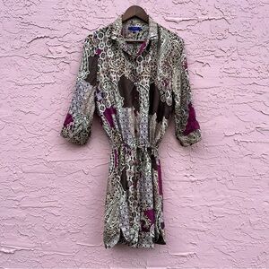 Indikka Silk Dress Paisley Brown Pink Size Small